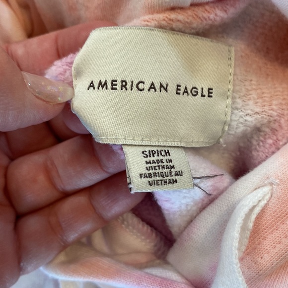 American Eagle Tie Dye Hoodie Hooded Sweatshirt Small S EUC Pink White Purple - Picture 5 of 6